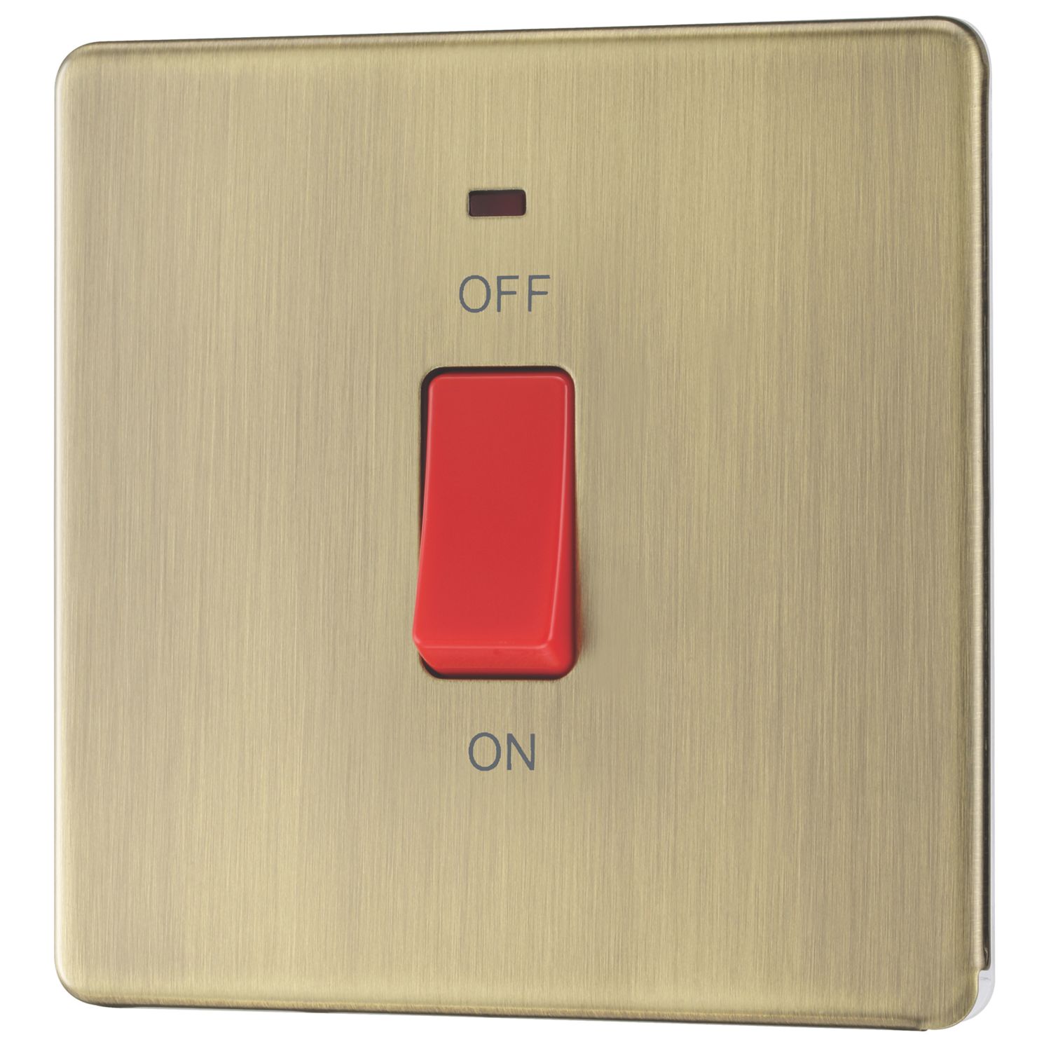 LAP 45A 1-Gang 2-Pole Cooker Switch Antique Brass with LED with Red Inserts (218PN)