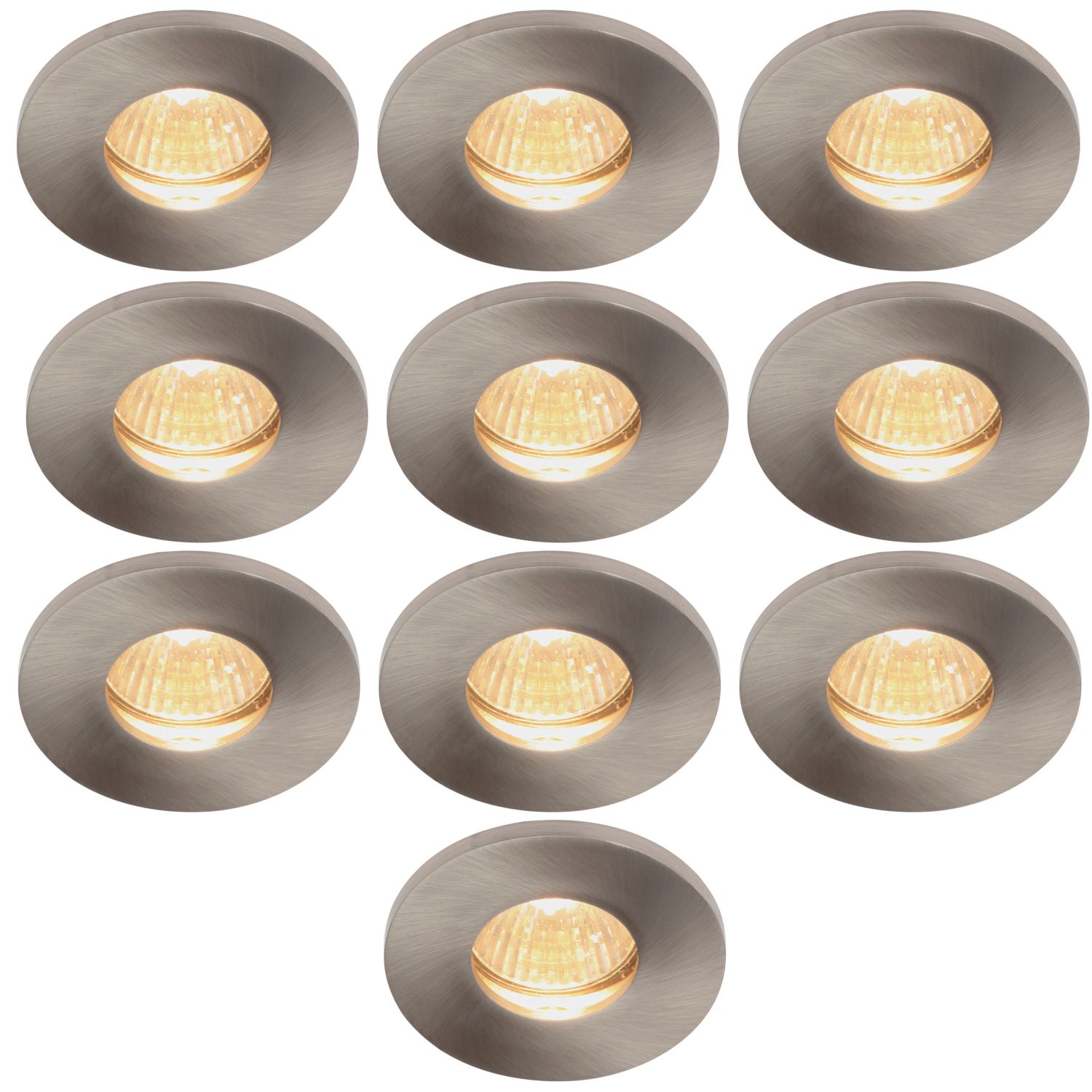 Electralite Yate Fixed Fire Rated Downlights Satin Chrome 10 Pack (218VJ)
