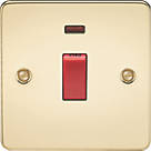 Knightsbridge FP8331NPB 45A 1-Gang DP Control Switch Polished Brass with LED