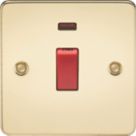 Knightsbridge  45A 1-Gang DP Control Switch Polished Brass with LED