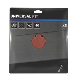 Essentials   40 Grit 18-Hole Punched Wood Sanding Discs 225mm 5 Pack