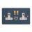 Varilight  13A 2-Gang 1P+N Switched Socket + 4A 20W 2-Outlet Type A & C USB Charger Midnight Blue with White Inserts