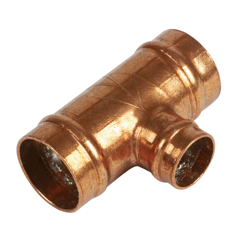 Yorkshire Copper Solder Ring Reducing Tee 22mm x 22mm x 15mm Screwfix
