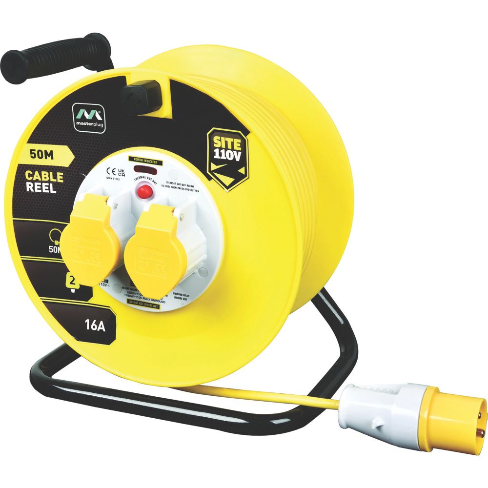 Masterplug LVCT5016/2-XD 16A 2-Gang 50m Cable Reel 110V - Screwfix