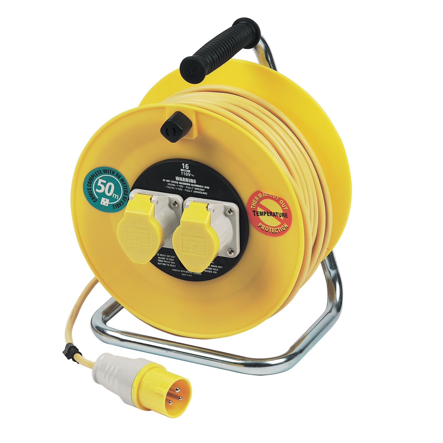 Masterplug LVCT5016/2-XD 16A 2-Gang 50m Cable Reel 110V (21981)
