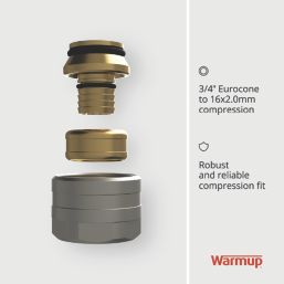 Warmup 3/4" Eurocone to 16 x 2.0mm Pipe Connector Nickel