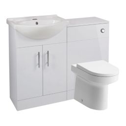 Idaho Bathroom Vanity Unit & WC Pack White Gloss 1060mm x 820mm x 855mm
