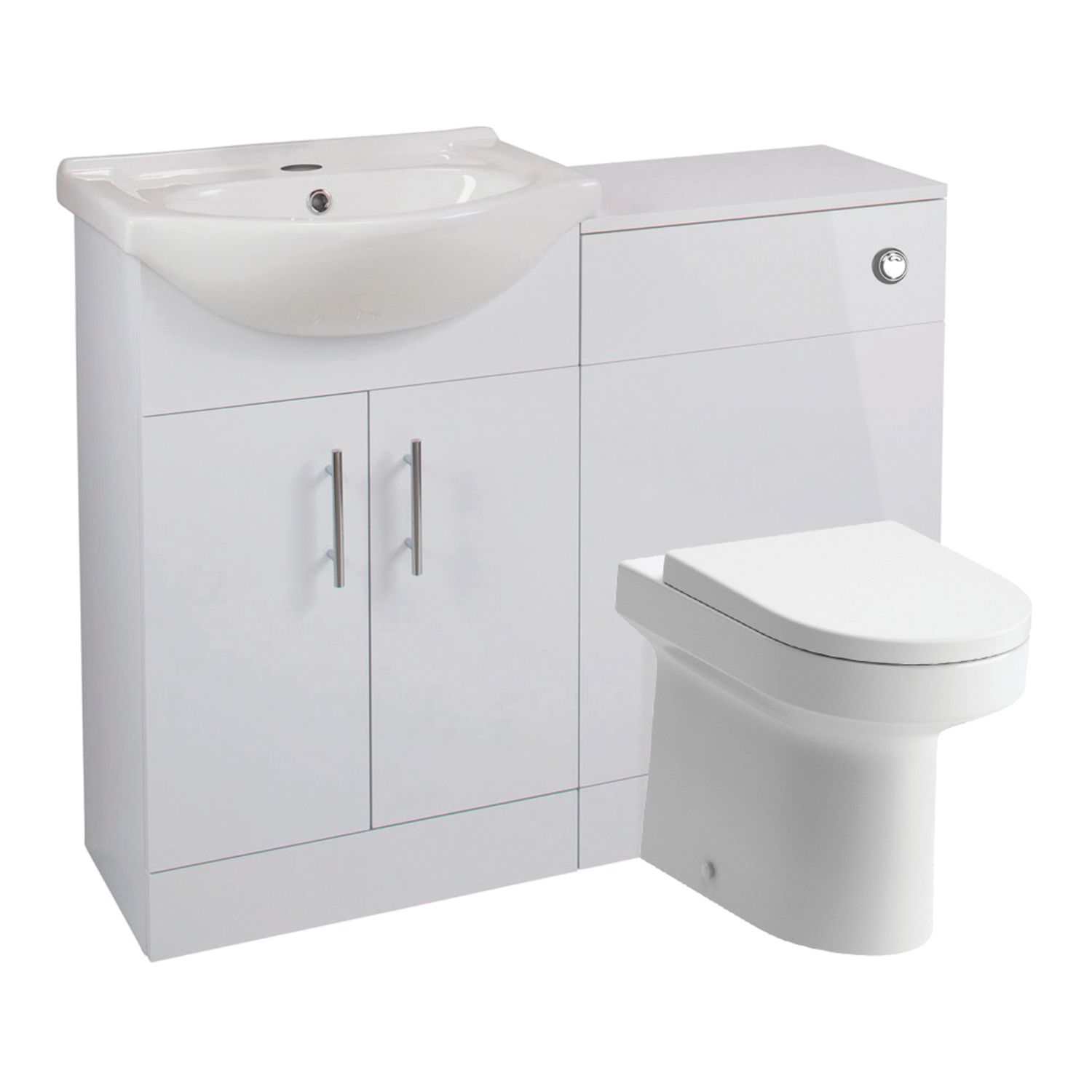 Idaho Bathroom Vanity Unit & WC Pack White Gloss 1060mm x 820mm x 855mm (219AE)
