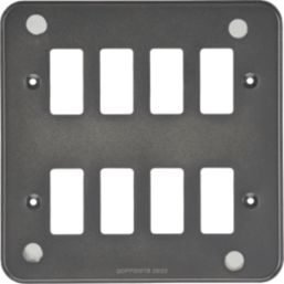 Knightsbridge  8-Module Grid Metal Clad Faceplate Black