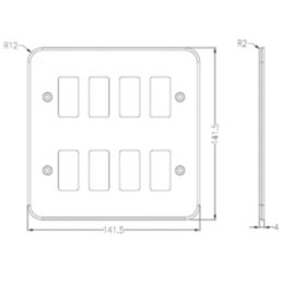 Knightsbridge  8-Module Grid Metal Clad Faceplate Black