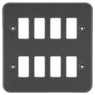 Knightsbridge  8-Module Grid Metal Clad Faceplate Black