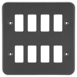 Knightsbridge  8-Module Grid Metal Clad Faceplate Black