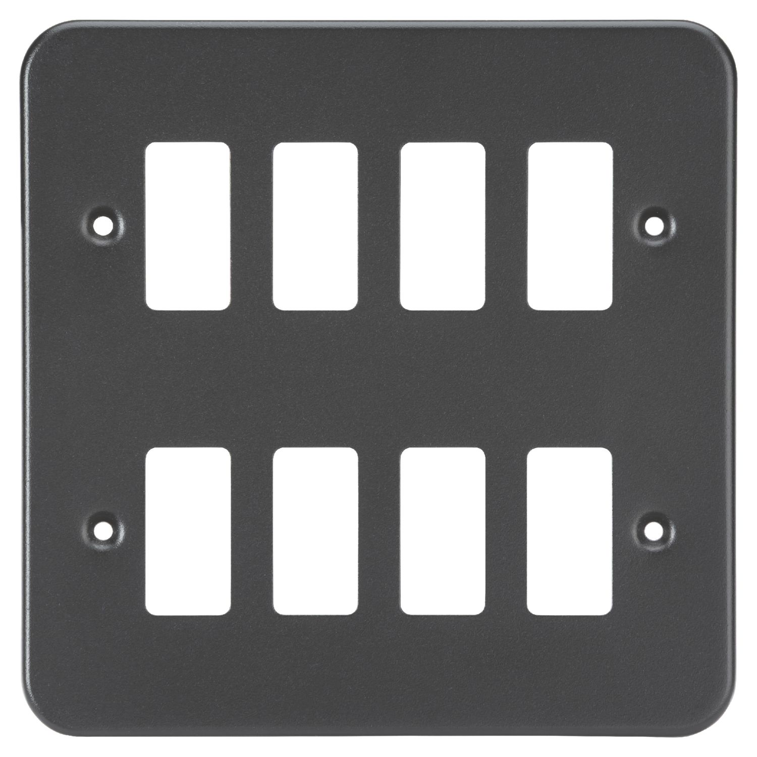 Knightsbridge 8-Module Grid Metal Clad Faceplate Black (219AM)