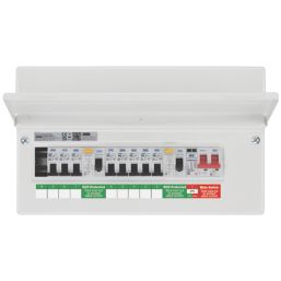 British General Circuit Protection 9-Module 8-Way Part-Populated High Integrity Main Switch Consumer Unit with SPD