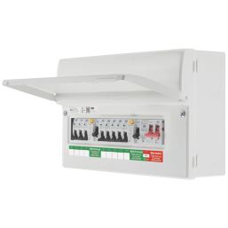 British General Circuit Protection 9-Module 8-Way Part-Populated High Integrity Main Switch Consumer Unit with SPD