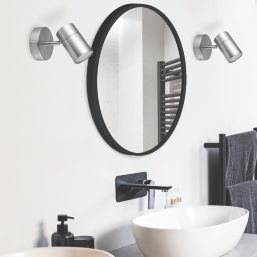 LAP Telloy Round 1-Light Bathroom Spotlight Brushed Steel