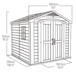 Keter Factor 8' 6" x 8' 6" (Nominal) Apex Resin Shed Brown