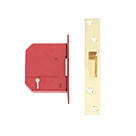 Union Fire Rated Brass BS 5-Lever Mortice Deadlock 81mm Case - 57mm Backset