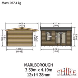 Shire Marlborough 13 ' 6"  x 12' (Nominal) Reverse Apex Timber Log Cabin