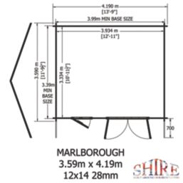 Shire Marlborough 13 ' 6"  x 12' (Nominal) Reverse Apex Timber Log Cabin