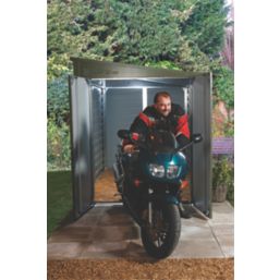 Trimetals Titan 940 5' x 9' (Nominal) Pent Metal Motorbike Store Olive Green