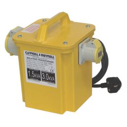 Refurb Carroll & Meynell  3000VA Intermittent Step-Down Isolation Transformer 230V/110V Yellow