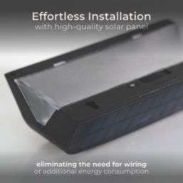 Luceco Prysm Outdoor LED Solar-Powered Wall Light, USB Rechargeable With PIR Sensor Black 600lm