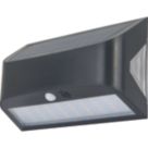 Luceco Prysm Outdoor LED Solar-Powered Wall Light, USB Rechargeable With PIR Sensor Black 600lm