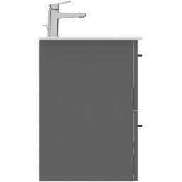 Ideal Standard i.life A Wall-Hung Vanity Unit with Black Handles & Basin Matt Quartz Grey 800mm x 440mm x 630mm