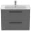 Ideal Standard i.life A Wall-Hung Vanity Unit with Black Handles & Basin Matt Quartz Grey 800mm x 440mm x 630mm