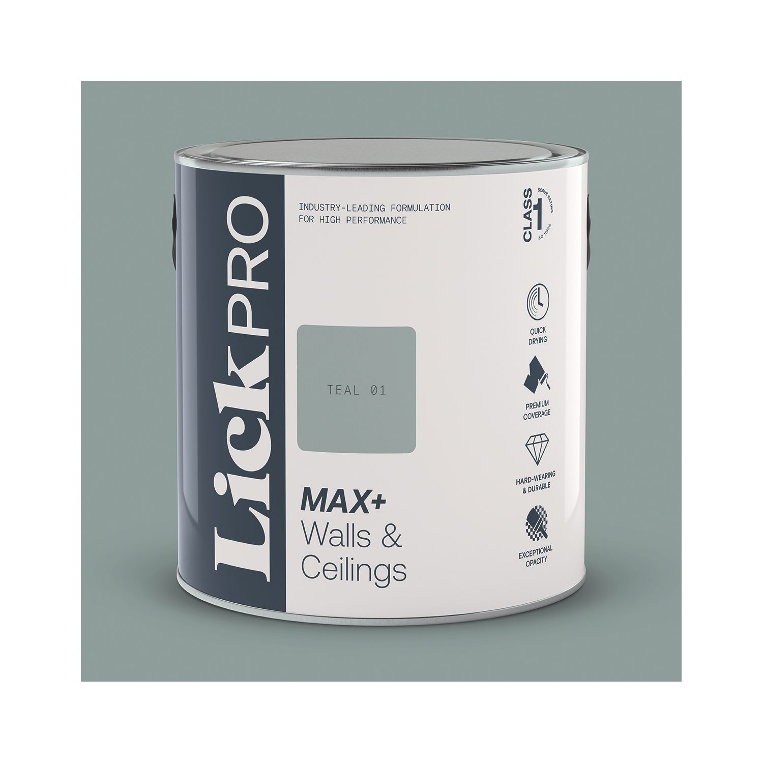 LickPro Max+ 2.5Ltr Teal 01 Eggshell Emulsion Paint (220JY)