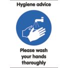 Essentials 'Please Wash Your Hands Thoroughly' Hygiene Sign 297mm x 210mm 10 Pack