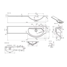 Alaska Bathroom Fitted Furniture Pack RH Vanity with Basin Stone Grey Matt 1244mm x 355mm x 997mm