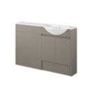 Alaska Bathroom Fitted Furniture Pack RH Vanity with Basin Stone Grey Matt 1244mm x 355mm x 997mm