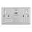 Refurb LAP  13A 2-Gang SP Switched Socket + 3A 22W 2-Outlet Type A & C USB Charger Brushed Steel with White Inserts