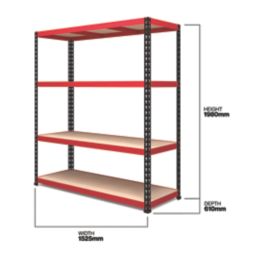 RB Boss  4-Tier Metal Garage Shelving Unit 1525mm x 610mm x 1980mm 3 Pack
