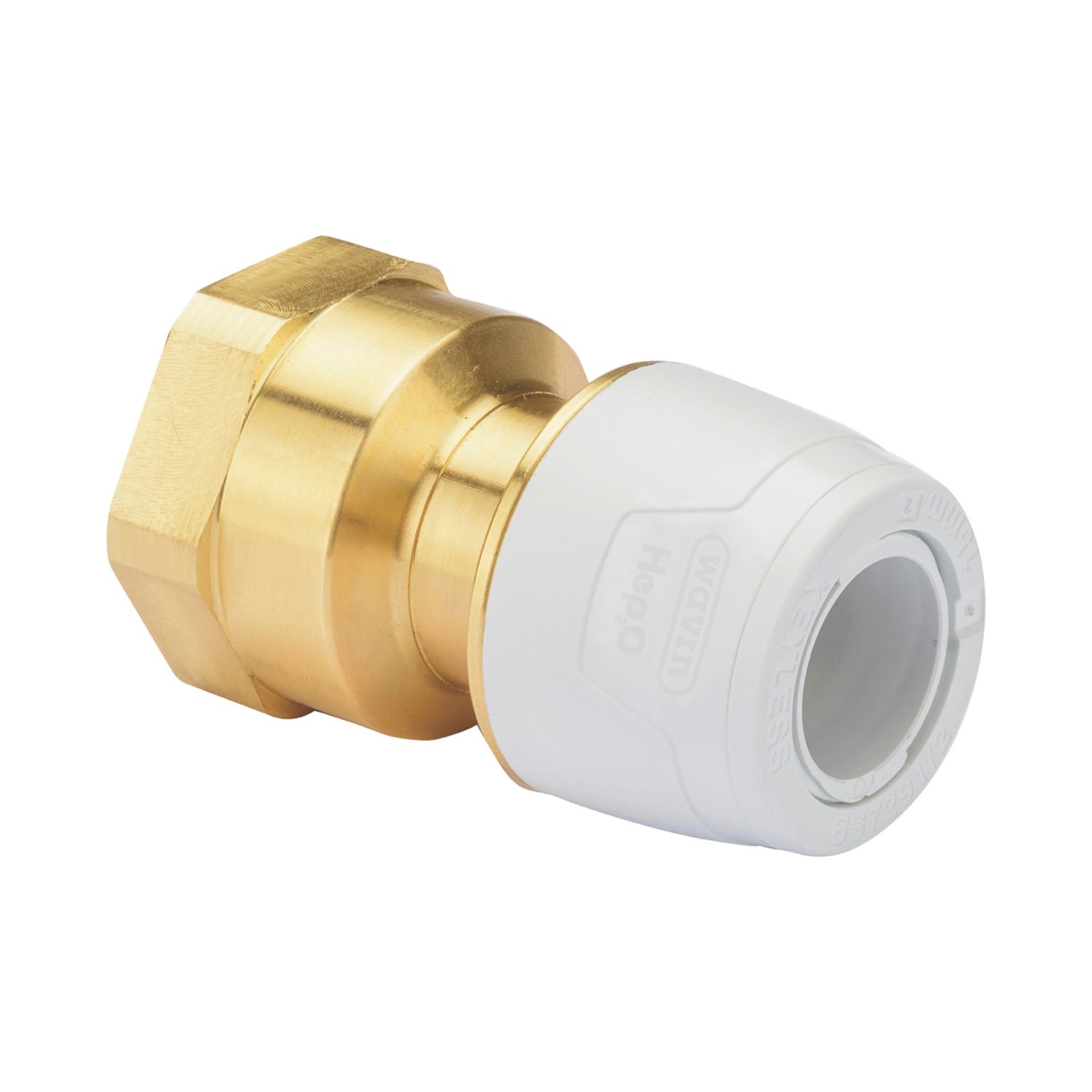 Hep2O Plastic Push-Fit Adapting Keyless Female Coupler 15mm x 3/4" (220RE)