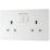 British General Evolve 13A 2-Gang SP Switched Socket Pearlescent White  with White Inserts