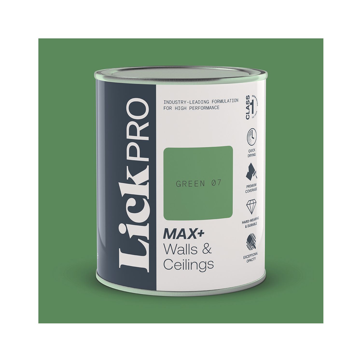 LickPro Max+ 1Ltr Green 07 Matt Emulsion Paint (220TM)