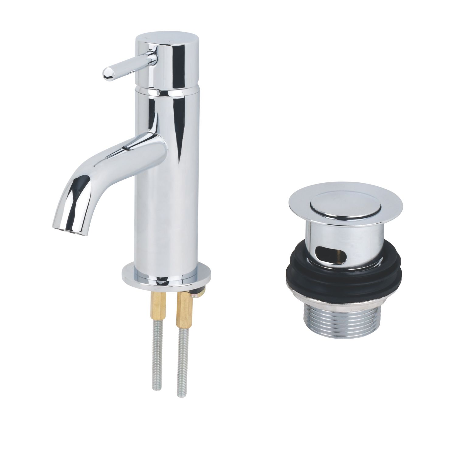Swirl Ola Basin Mini Mono Mixer Tap with Clicker Waste Chrome (2215P)