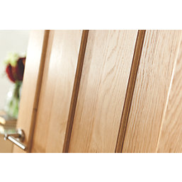 Jeld-Wen Aston Unfinished Oak Veneer Wooden 3-Panel Internal Door 2040mm x 826mm