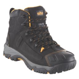 Site Fortress Size 10 Black Waterproof Steel Toe Cap Safety Boots Screwfix