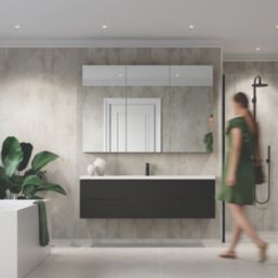 Fibo Signature Wet Wall Panelling Silk  Cracked Concrete 2400mm x 600mm x 10.2mm