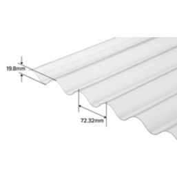 Radmat Building Materials  Corrugated PVC Roof Sheet Clear 1525mm x 1.3mm x 762mm 5 Pack
