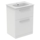 Ideal Standard i.life A Floorstanding Vanity Unit With Chrome Handles & Basin Matt White 600mm x 440mm x 853mm