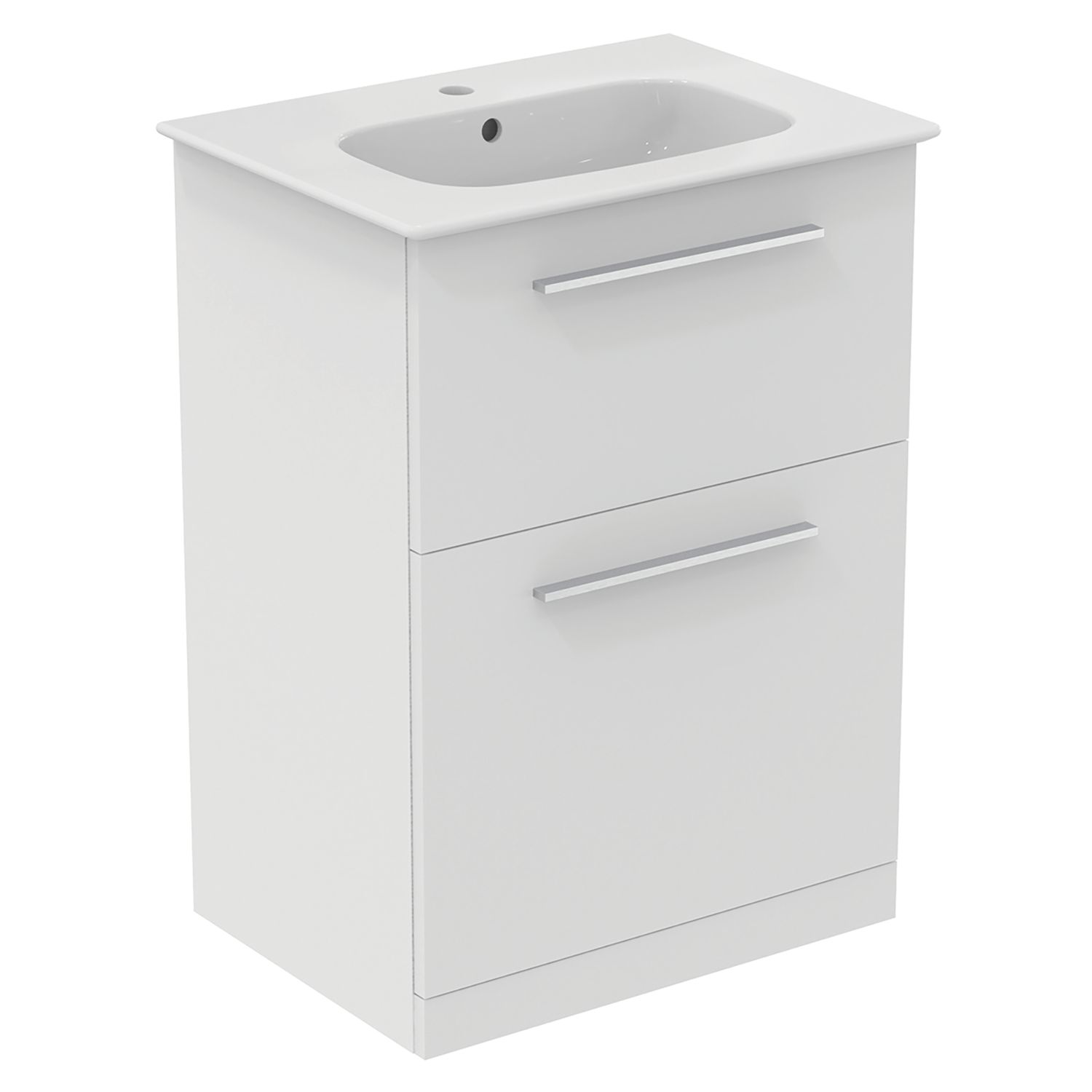 Ideal Standard i.life A Floorstanding Vanity Unit With Chrome Handles & Basin Matt White 600mm x 440mm x 853mm (221HM)