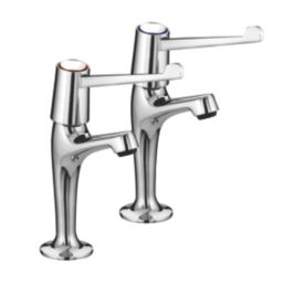Bristan Lever 6 Contemporary Single Lever High Neck Pillar Kitchen Taps Chrome 1 Pair