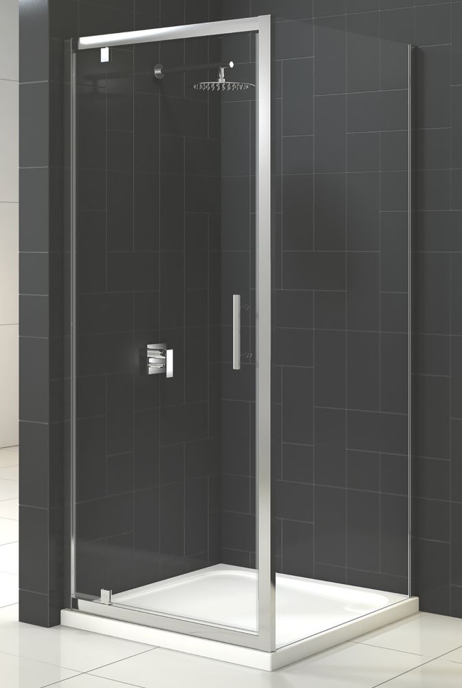 Triton Fast Fix Framed Square Pivot Door with Side Panel  Chrome 760mm x 760mm x 1900mm
