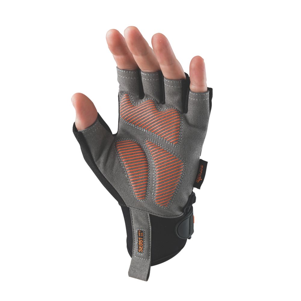 Padded fingerless shop work gloves