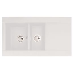 Abode Aspekt 1.5 Bowl Granite Composite Kitchen Sink White Reversible 950mm x 540mm